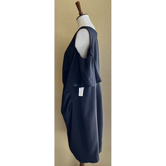 Eliza J Womens Plus Black Cold Shoulder Ruffle Sheath Dress Size 22W - Picture 9 of 11